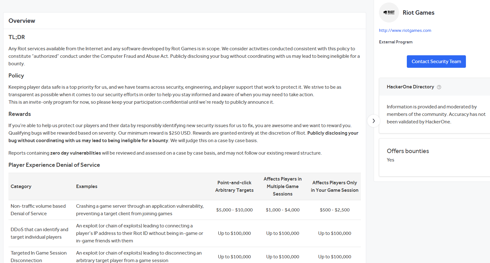 RIOT在白帽駭客網站懸賞10萬鎂幫他們解決DDOS