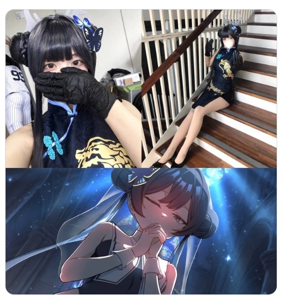 韓國高中生Cos《蔚藍檔案》妃咲黑旗袍拍畢業照引起轟動.....但...這是男校啊....